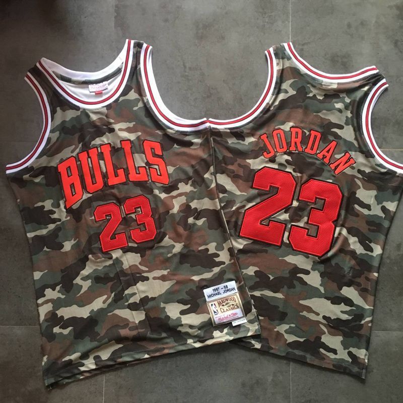 Men Chicago Bulls 23 Jordan Trowback Camo Swingman NBA Jersey